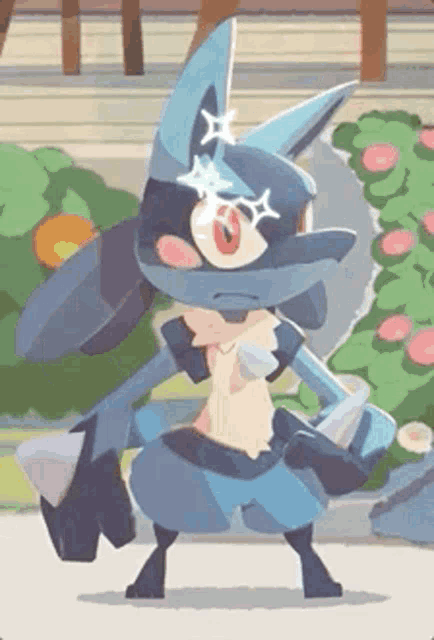 a cartoon character is standing on a sidewalk with a star on his forehead .