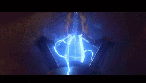 a blue lightning bolt is coming out of a person 's chest