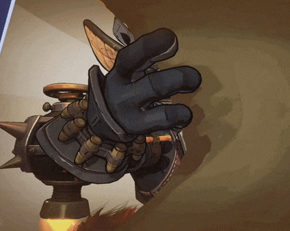 a close up of a cartoon hand with a glove on