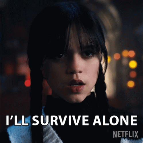 Ill Survive Alone Wednesday Addams GIF