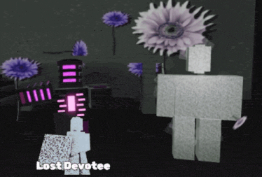 a purple flower with the words lost devotee on the bottom right