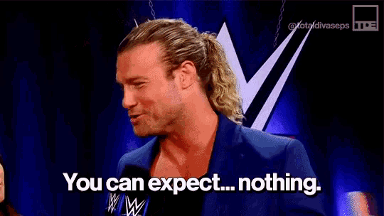 a man in a blue suit says you can expect nothing