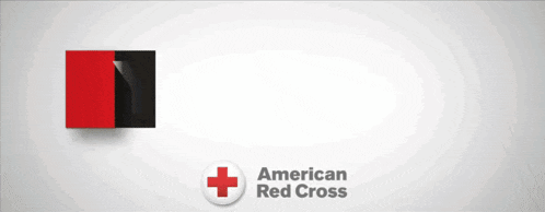 a logo for the american red cross shows a red and black sign