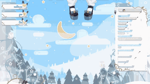 a girl with white hair and horns is on a screen with a chat box