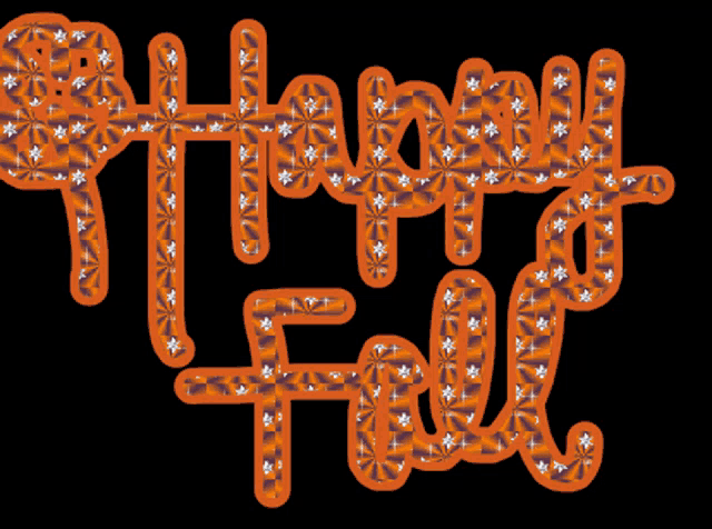 a black background with the words happy fall in orange letters