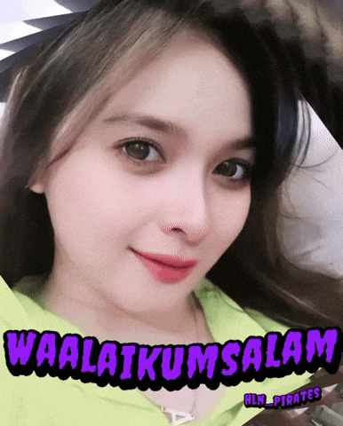 a picture of a woman with the words waalaikum salam written on it