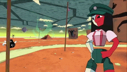 a cartoon of a woman in a green hat