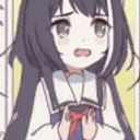 a girl with long black hair and green eyes is holding a book .