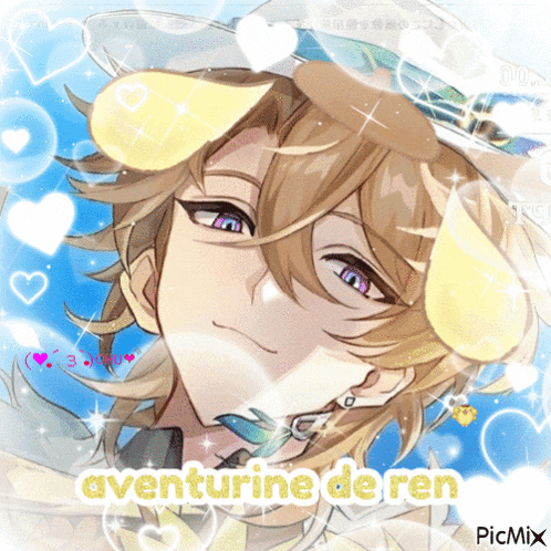 a picture of a boy with the words aventurine de ren written on it