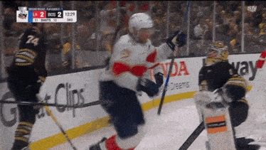 a hockey game is being shown on sn and the score is 2 to 2
