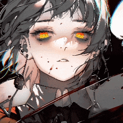 a pixel art of a girl with horns holding a violin