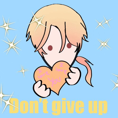 a cartoon of a boy holding a heart with the words " i love you " written on it