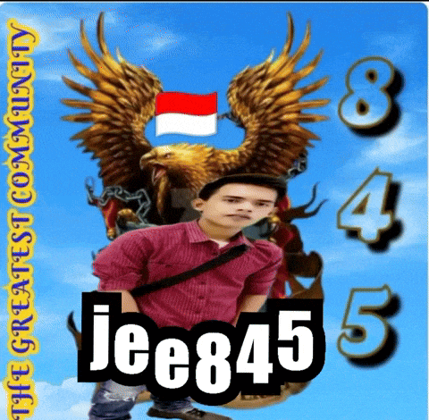 a picture of a man with an eagle and the name jee845 on it