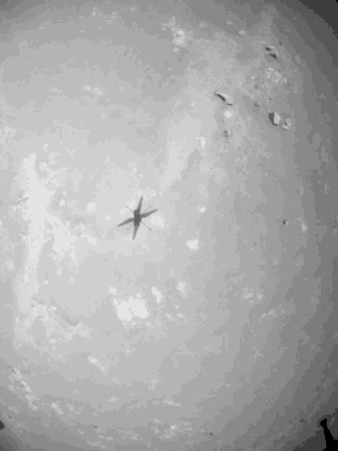 a black and white photo of a helicopter flying through the air