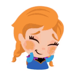 a cartoon illustration of anna from frozen with orange hair and green eyes .
