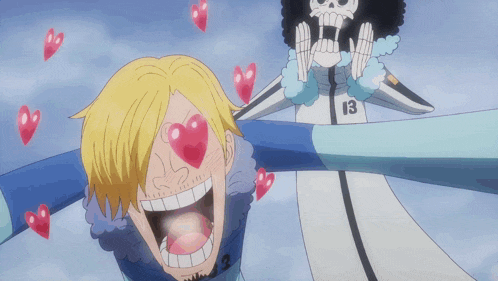 a cartoon of a man with a heart in his eye and the number 13 on his jacket