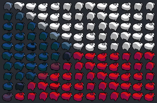 a bunch of different colored sheep are lined up on a black background