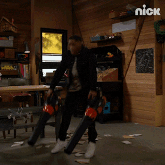 a picture of a room with a nick logo on the wall