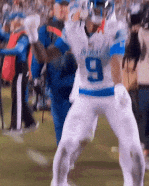 a football player with the number 9 on their jersey