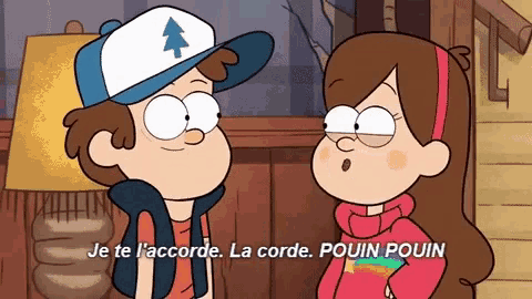 dipper and mabel from gravity falls are talking in french