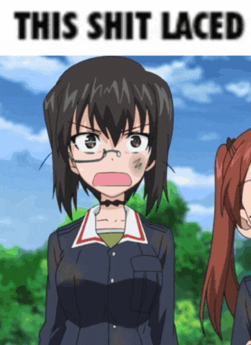a picture of a girl with glasses and the words this shit laced on the bottom