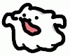 a cartoon drawing of a dog with its tongue out .