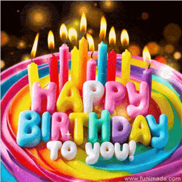 a colorful birthday cake with the words happy birthday to you written on it
