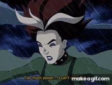 a cartoon character says " too much power ... i can 't make a gift.com "