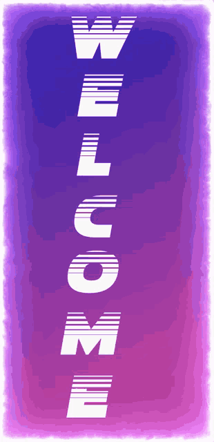 a purple and white sign that says welcome mouse