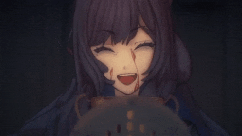 a girl with blood coming out of her nose and mouth