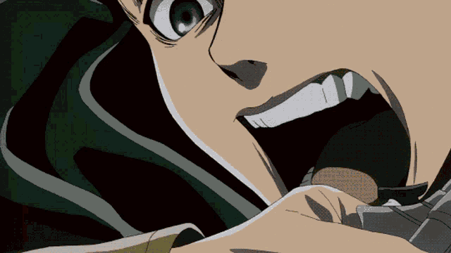 a close up of a person with their mouth wide open