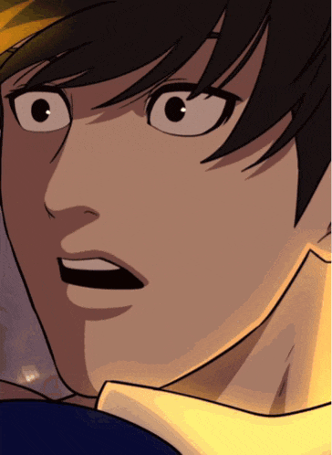 a close up of a person 's face with a surprised expression