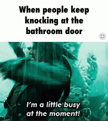 Busy At The Moment Knocking Bathroom GIF - Busy At The Moment Knocking Bathroom In The Bathroom GIFs