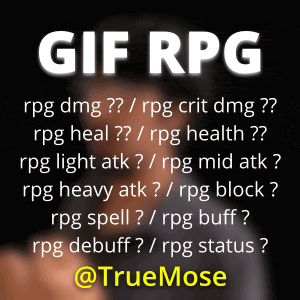 a poster that says ' gif rpg ' in white letters on a black background