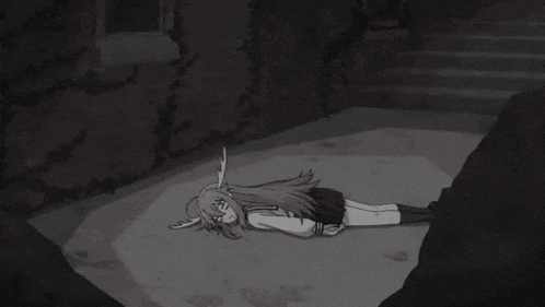 a cartoon of a girl laying on the ground with the words " you deer " above her