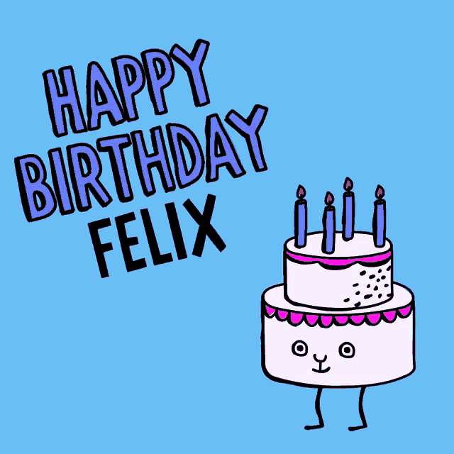 a birthday card for felix with a cake and candles on it