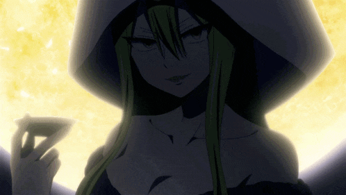 a woman with long blonde hair is wearing a white hood and holding a triangle