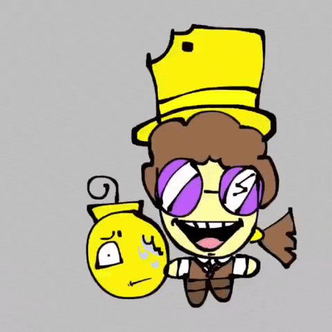 a cartoon of a man wearing a top hat and sunglasses holding a smiley face .