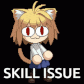 a cartoon character with a cat ear and the words skill issue behind him .