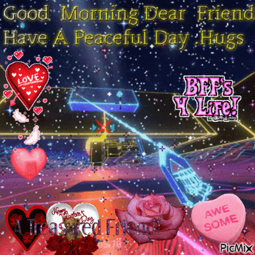 a good morning dear friend have a peaceful day hugs greeting card