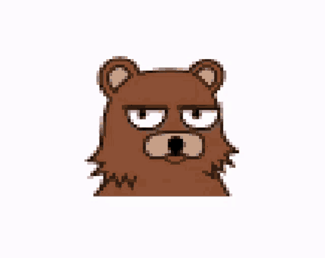 a pixel art drawing of a brown bear with its eyes closed .