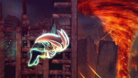 a silhouette of a bird is flying through a colorful explosion