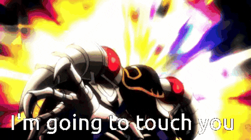 a picture of a robot with the words i 'm going to touch you on it