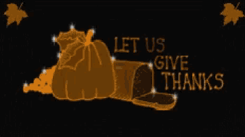 a sign that says " let us give thanks " with a pumpkin coming out of a mailbox