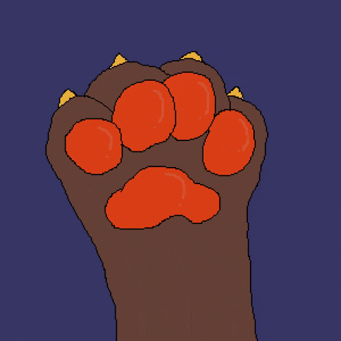 a pixel art of a paw with orange spots