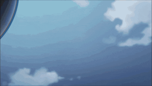 a blue sky with white clouds and a circle in the middle