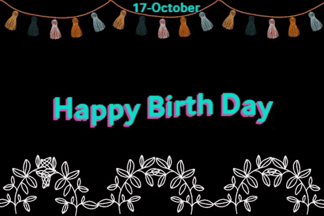 a happy birthday greeting card with tassels and flowers