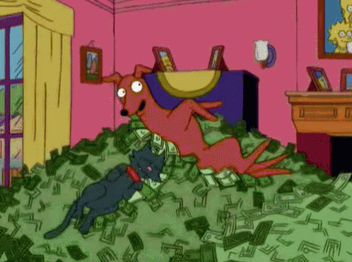 The Pets Are Also... Rolling In Money - The Simpsons GIF - The Simpsons Simpsons Pets GIFs