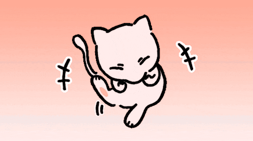 a cartoon drawing of a cat with chinese symbols on the bottom
