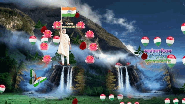 Happy Independence Day Indian Independence Day GIF - Happy Independence Day Indian Independence Day Flowers GIFs